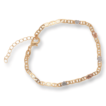 Gold Hearts Mariner Link Bracelet